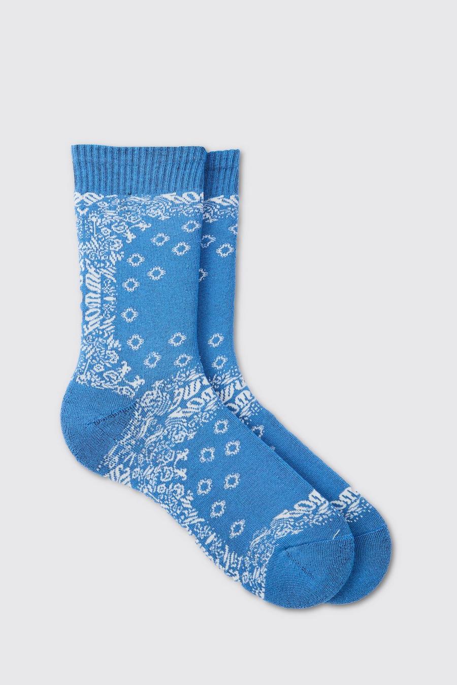 Blue Bandana Print Socks