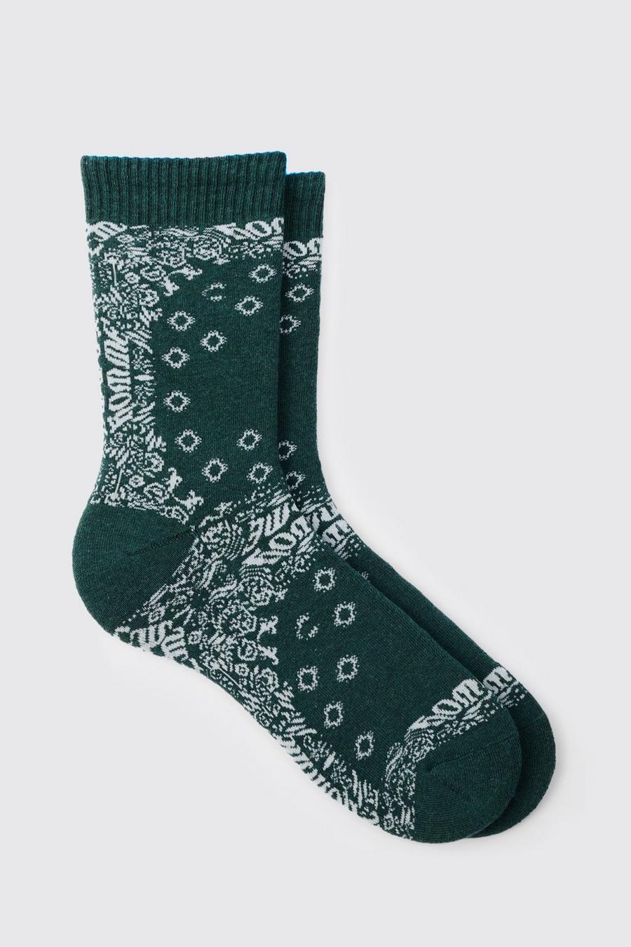 Green Bandana Print Socks image number 1