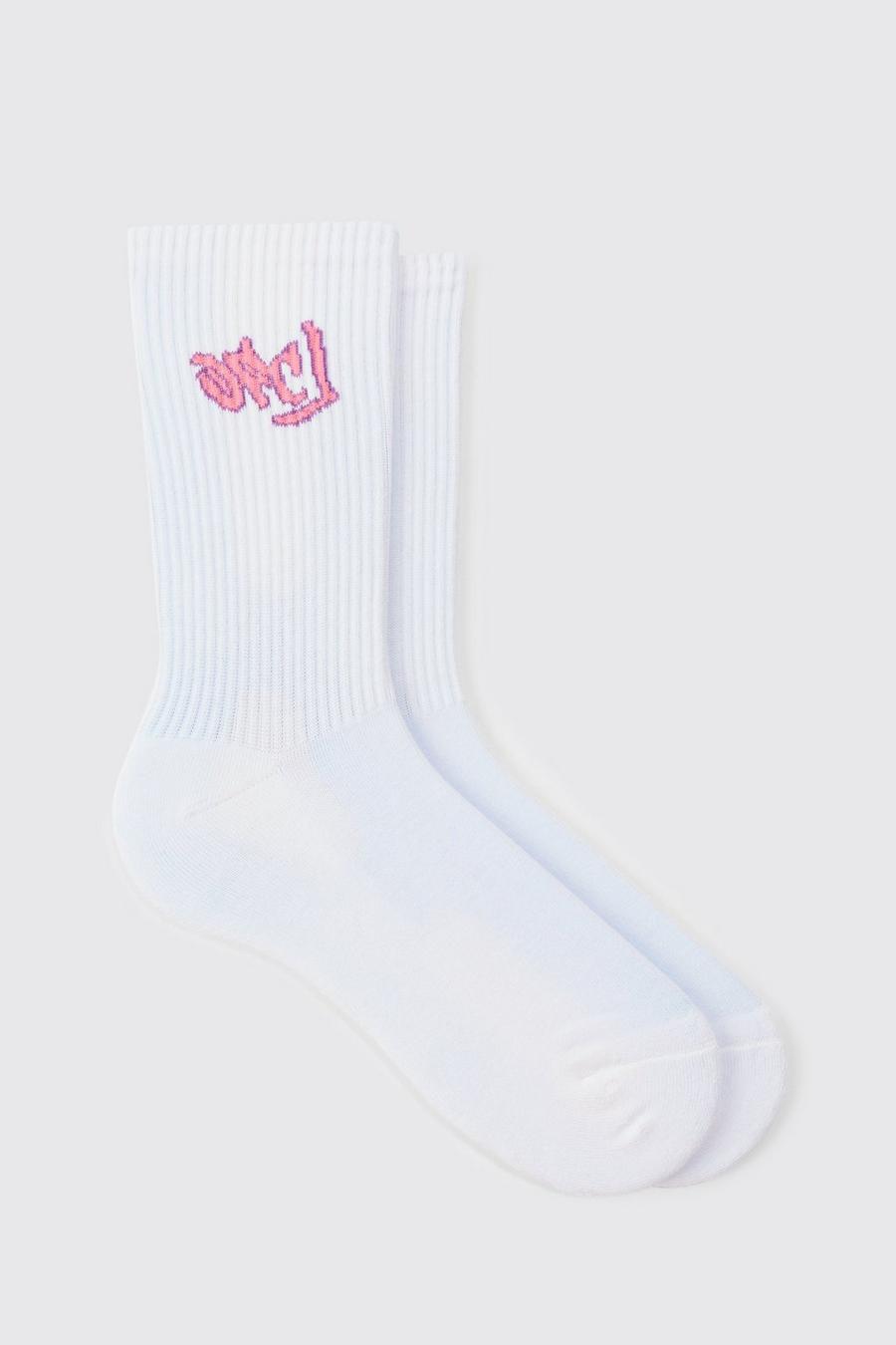 White Ofcl Graffiti Logo Socks image number 1