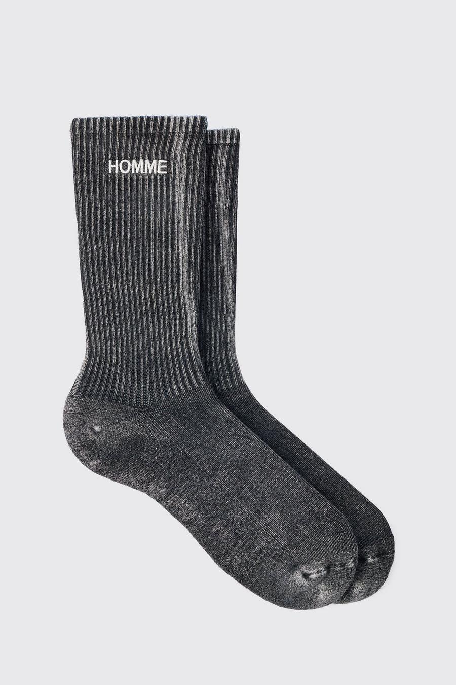 Calcetines grises sobreteñidos Homme, Grey image number 1