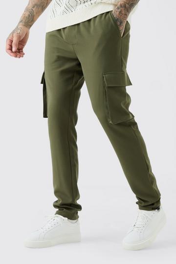 Khaki Tall Elastic Lightweight Skinny Cargo Pants