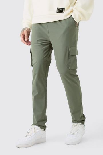 Tall Elasticated Waist Lightweight Stretch Skinny Cargo Pants khaki