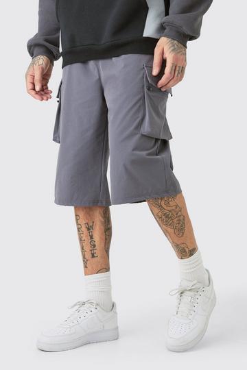 Tall Elasticated Waist Relaxed Lightweight Stretch Cargo Short charcoal