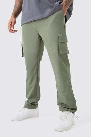 Plus Elastic Waist Lightweight Stretch Skinny Cargo Pants khaki