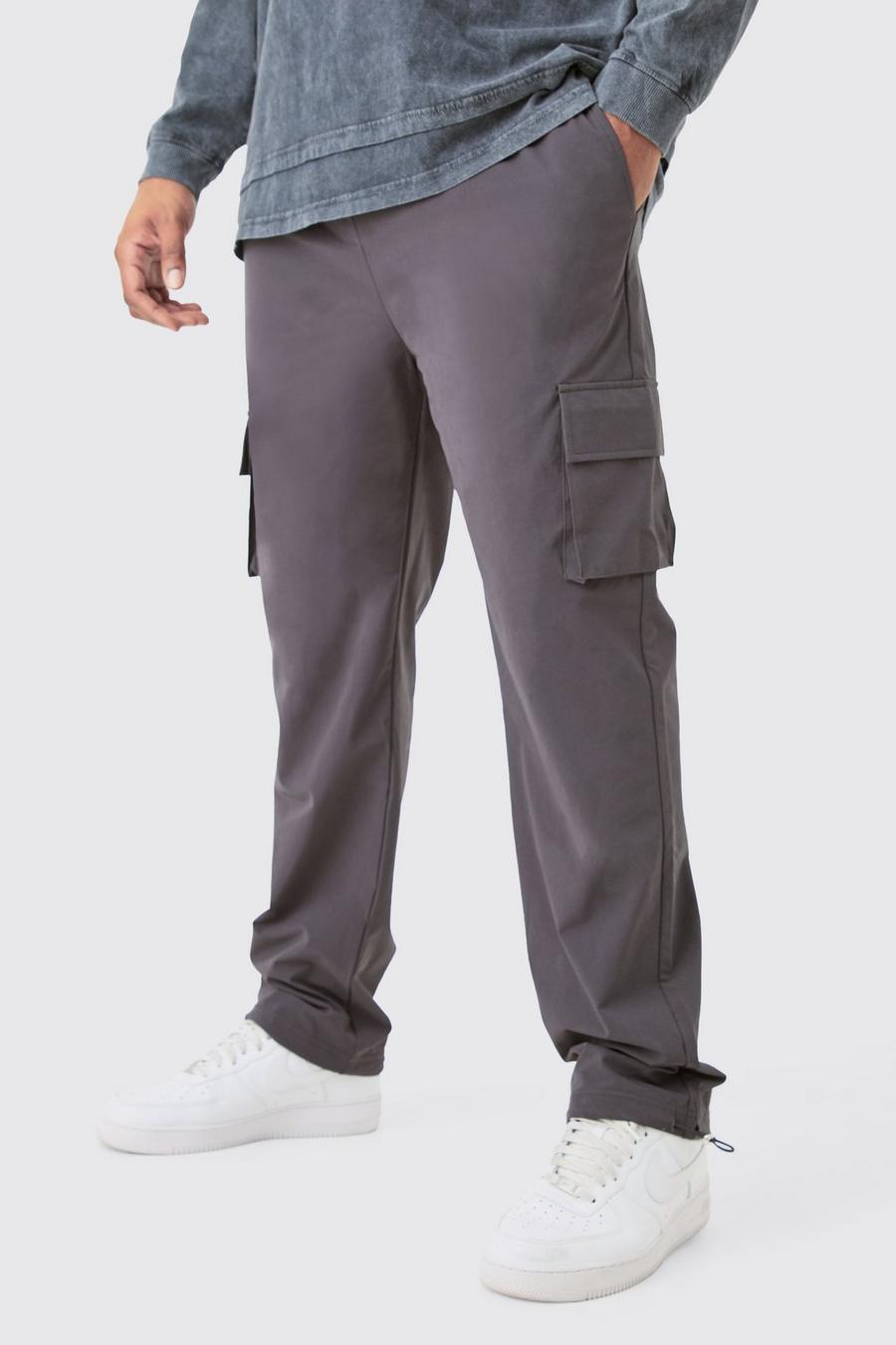 Pantaloni Cargo Plus Size in Stretch Skinny Fit leggeri elasticizzati, Charcoal