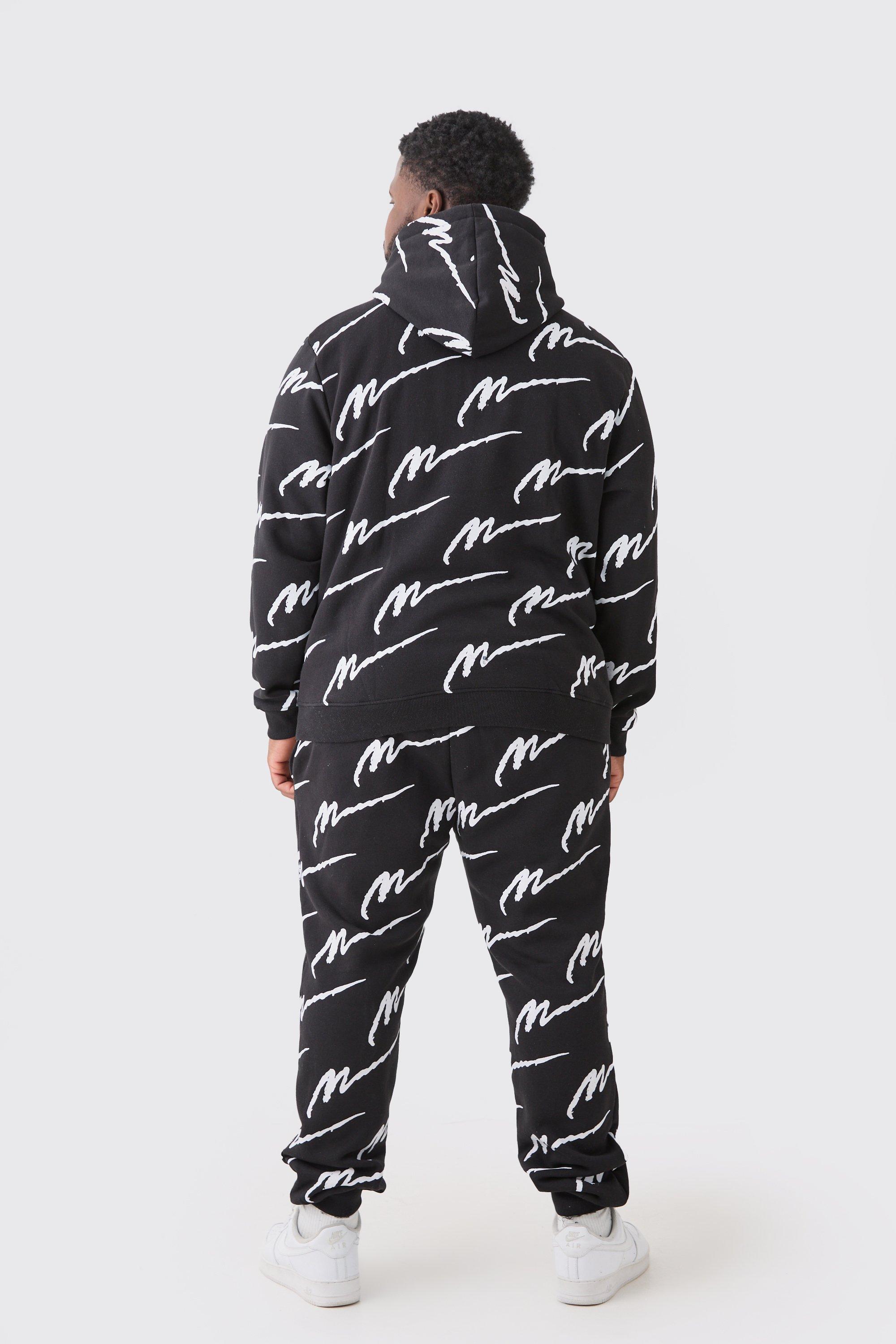 Plus Man Signature All Over Print Hoodie Tracksuit