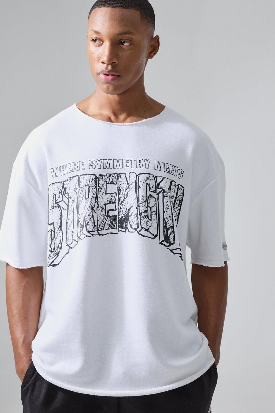 T-shirt de sport oversize à bords bruts - MAN Active x Og, White image number 1