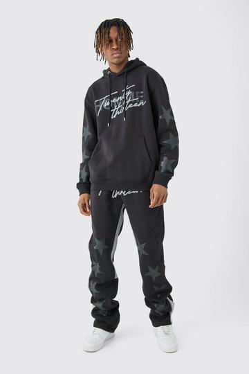 Tall Oversized Star Homme Print Tracksuit black