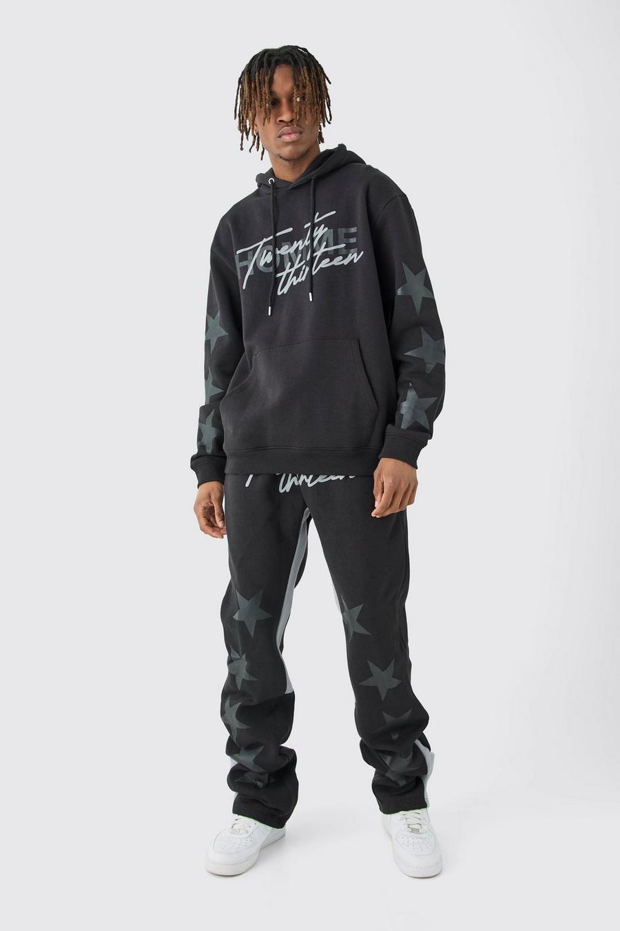 Black Tall Oversized Star Homme Print Tracksuit image number 1