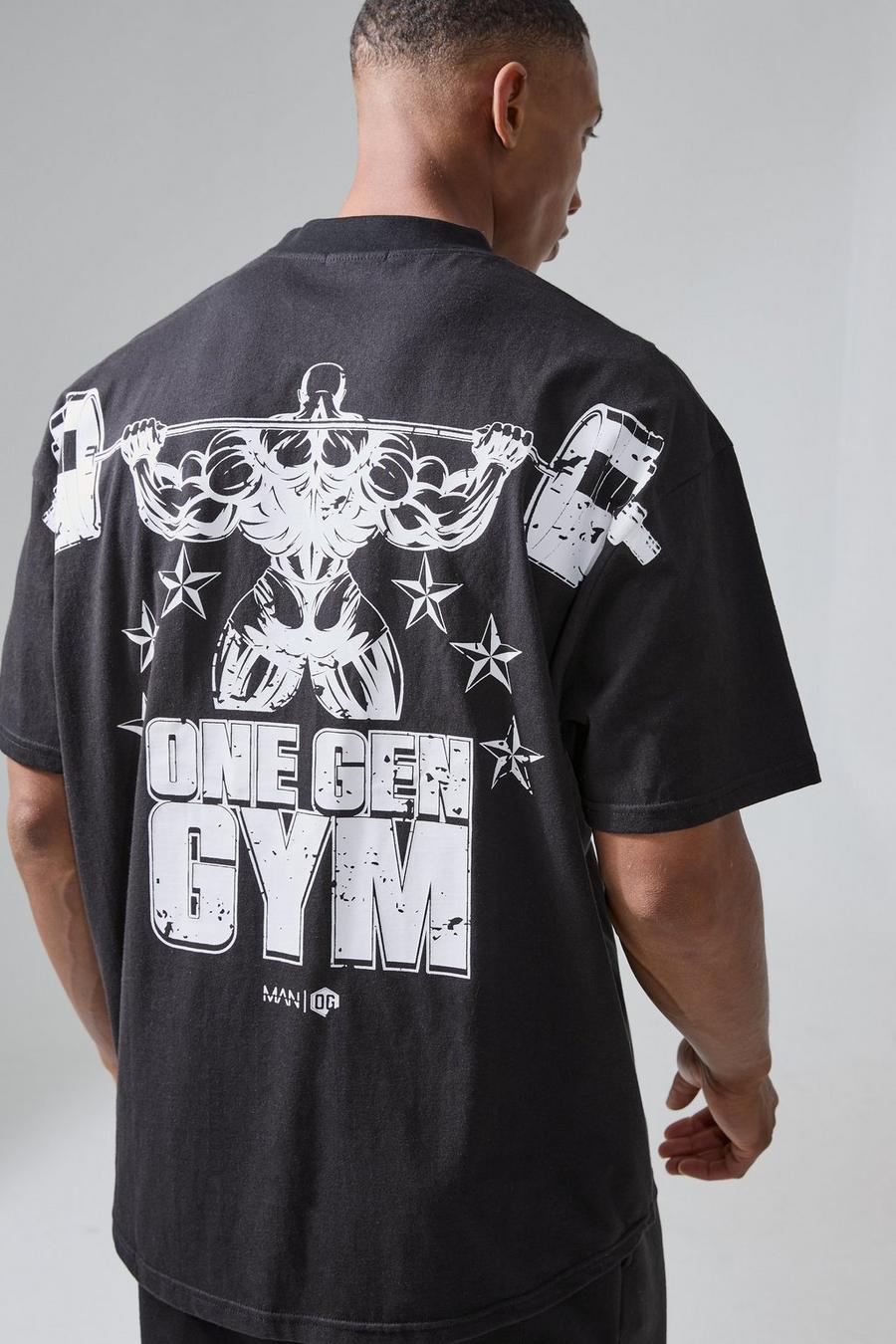 Black MAN Active X Og Gym Oversize t-shirt med tryck på ryggen image number 1