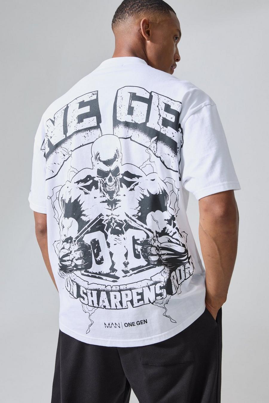 White Man Active X Og Fitness Oversized T-Shirt Met Brede Nek image number 1
