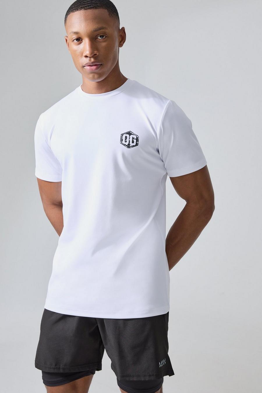 White MAN Active X Og T-shirt i slim fit