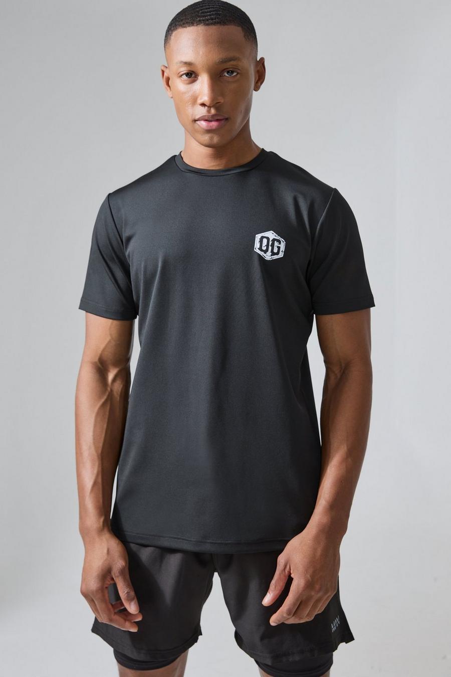 T-shirt Man Active x Og Gym Slim Fit per alta performance, Black