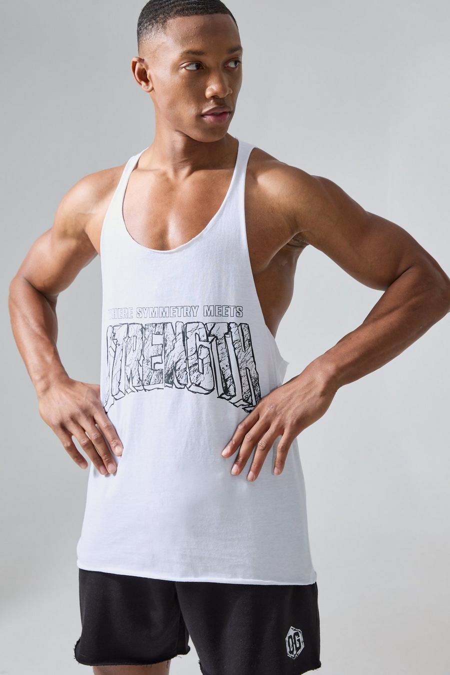 White Man Active X Og Gym Stringer Vest image number 1