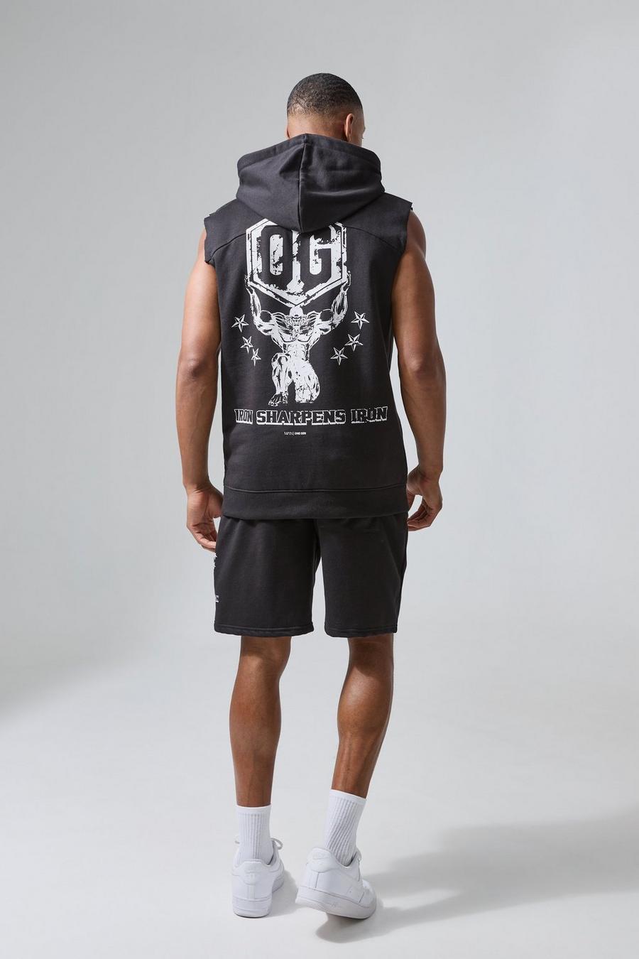 Man Active X Og ärmelloser Trainingsanzug mit Kapuze, Black image number 1