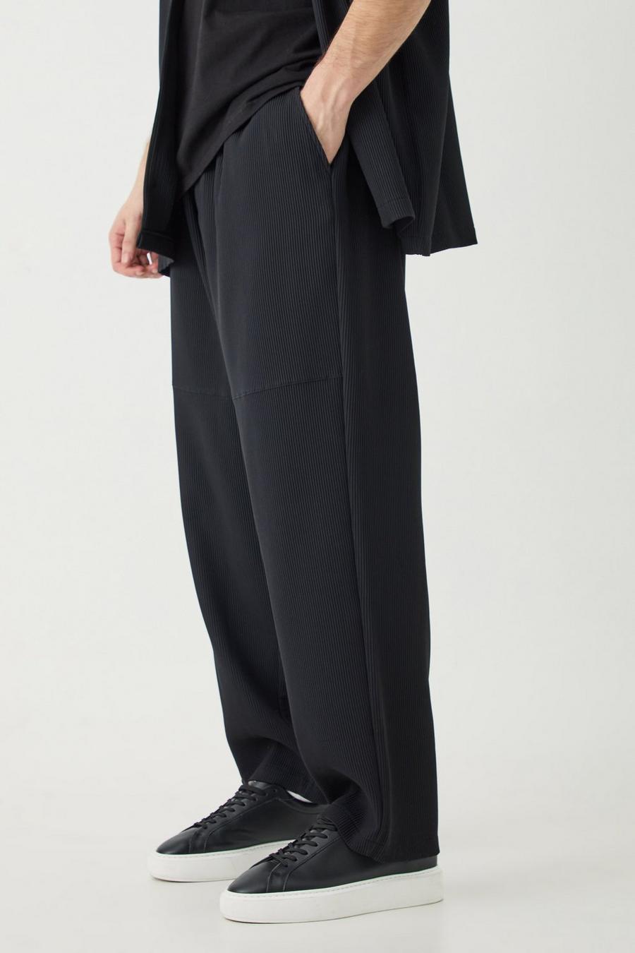 Black Tall Elasticated Waist Skate Cropped Pleated Trouser image number 1