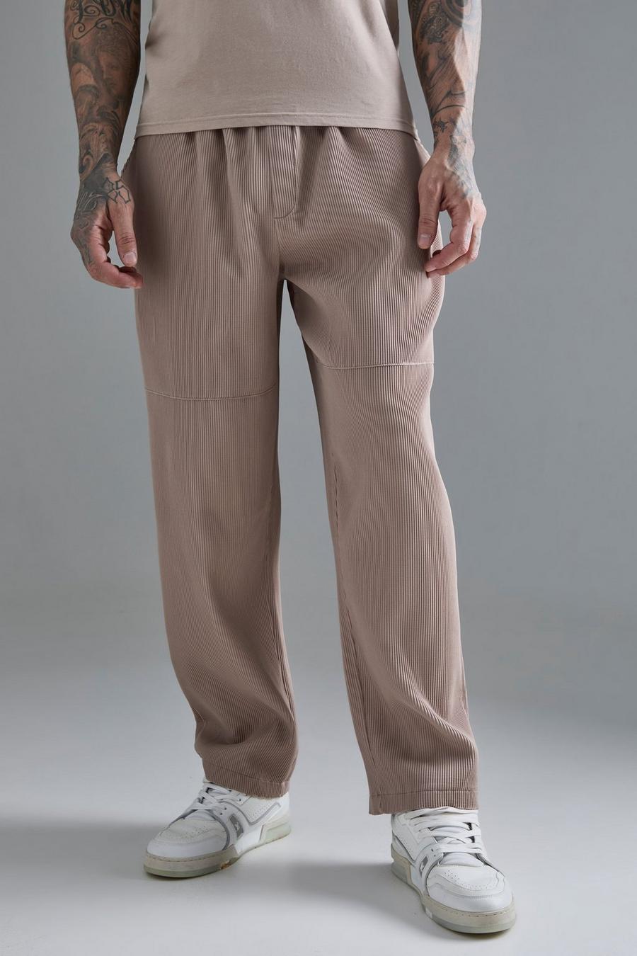 Mocha Tall Elasticated Waist Skate Cropped Pleated Trouser image number 1