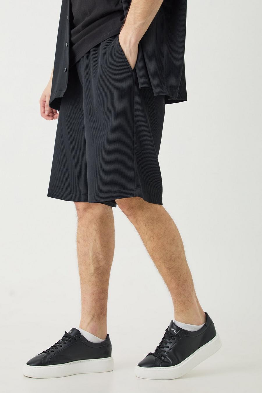 Black Tall Geplooide Comfort Shorts Met Elastische Taille