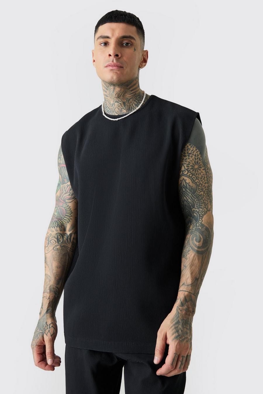 Black Tall Oversized Geplooide Tank Top image number 1