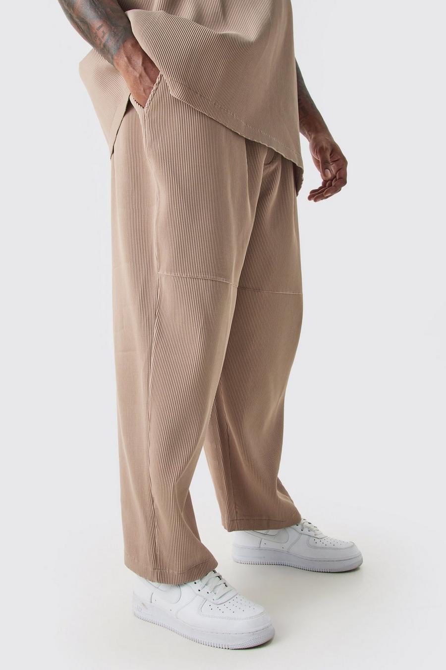 Mocha Plus Elasticated Waist Skate Cropped Pleated Trouser image number 1