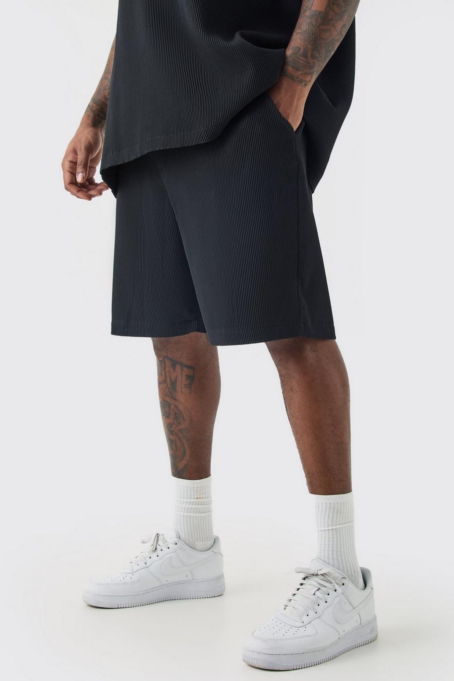 Black Plus Geplooide Comfort Shorts Met Elastische Taille image number 1