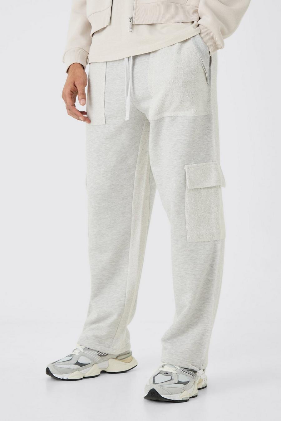 Pantalón deportivo cargo holgado de tela rizo, Ash grey image number 1