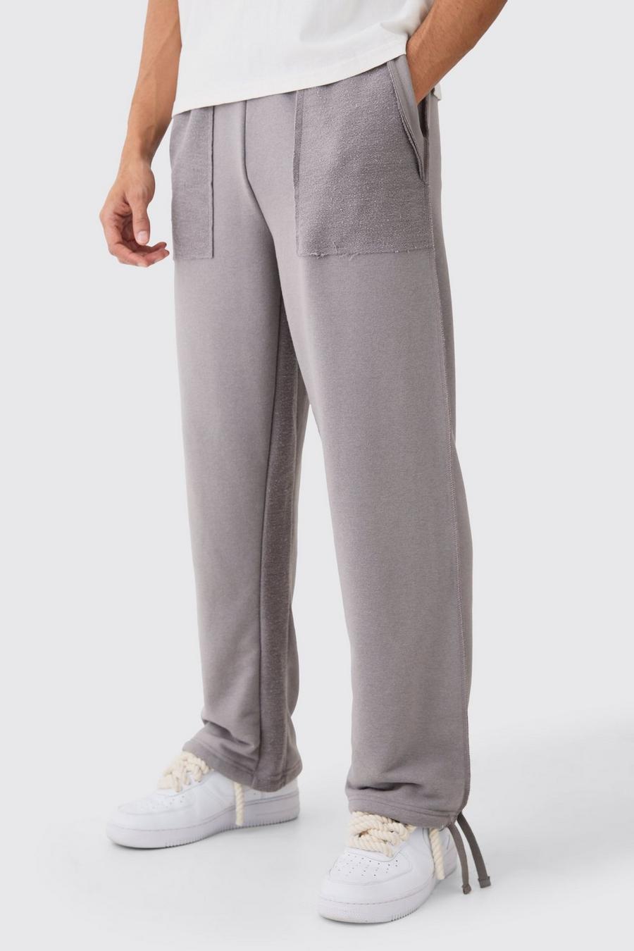 Pantalón deportivo holgado de tela rizo, Charcoal image number 1