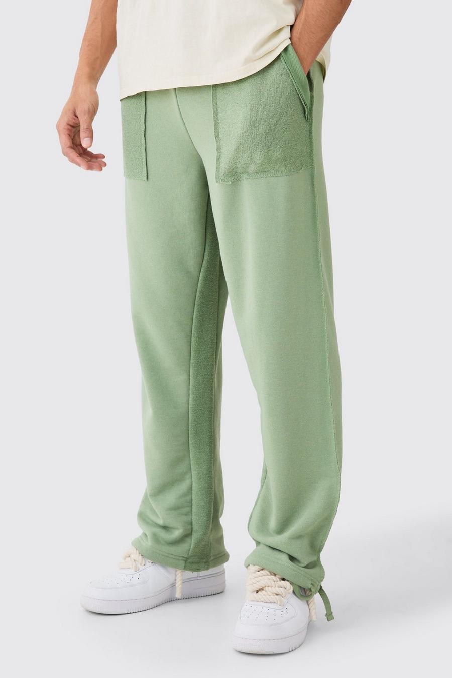 Pantalón deportivo holgado de tela rizo, Khaki image number 1