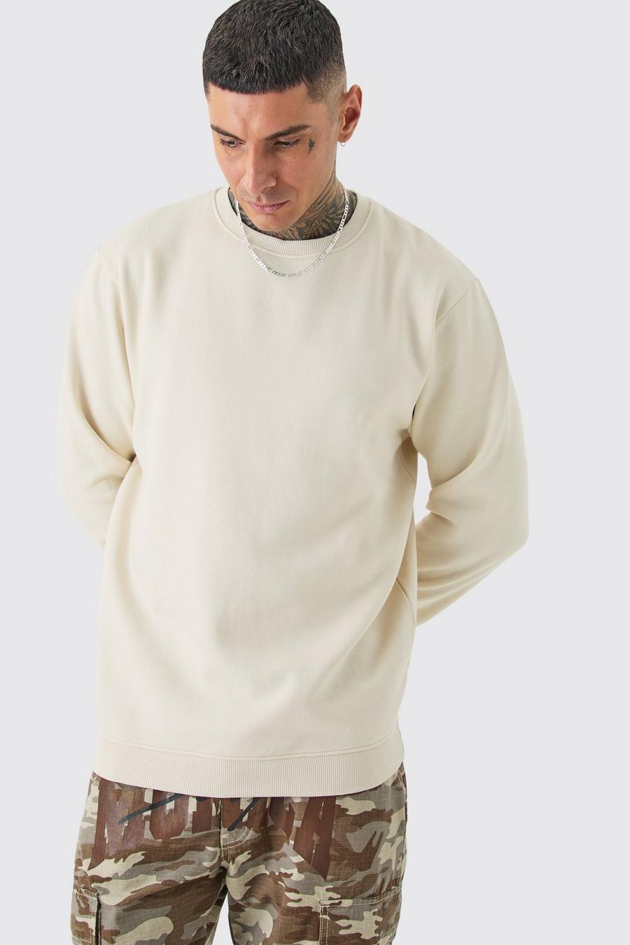Beige Tall Basic Sweatshirt med rund hals image number 1