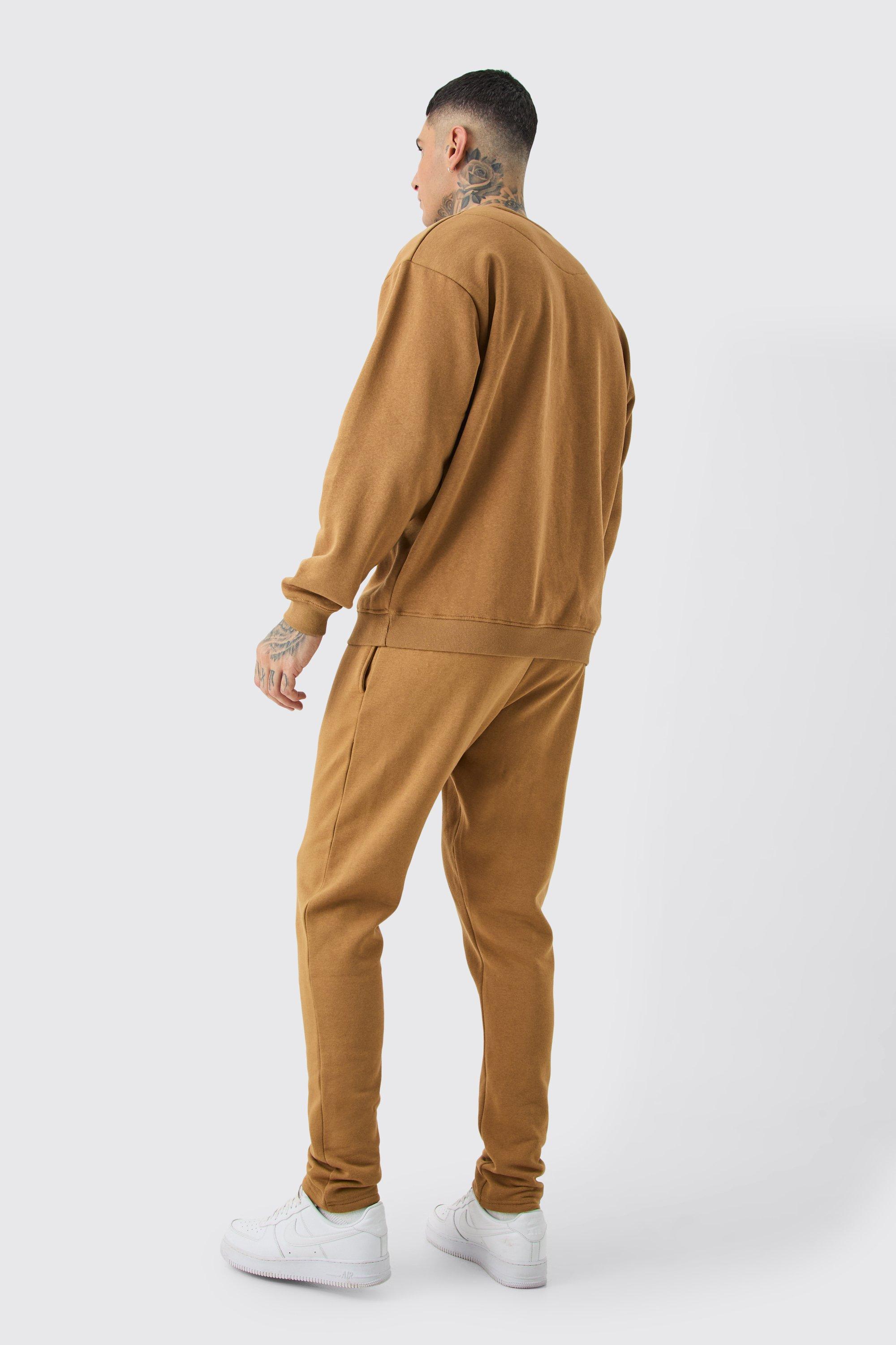 Tan oversized crew neck sale