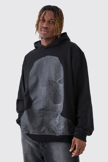 Tall Oversized Heavyweight Loopback Graphic Hoodie black