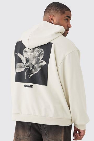 Grey Plus Oversized Boxy Heavyweight Back Graphic Hoodie