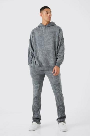 Oversized Worldwide Raw Edge Applique Flare Tracksuit charcoal