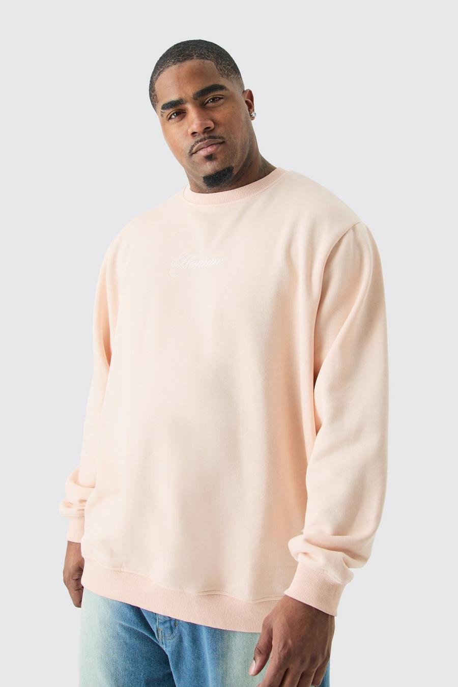 Plus Basic Rundhals Homme Sweatshirt, Pastel pink image number 1