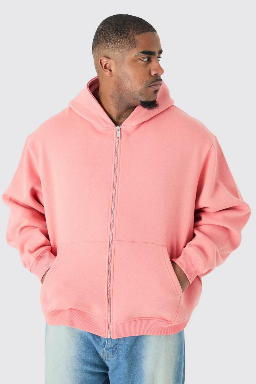 Coral Plus Oversized Boxy Zip Through Hoodie image number 1