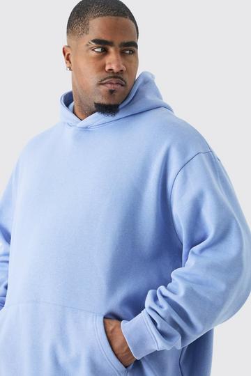 Plus Oversized Basic Over The Head Hoodie blue