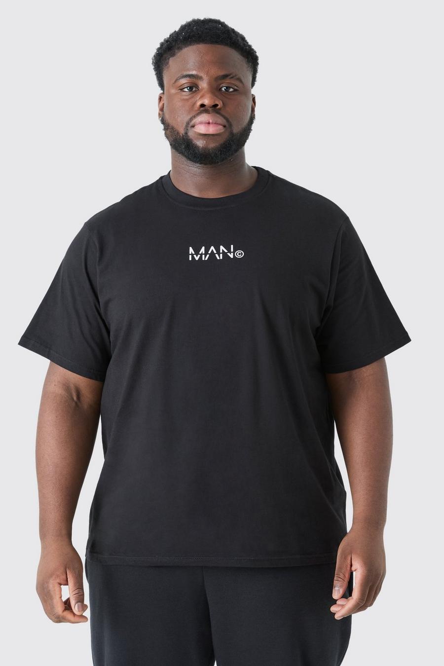 Plus T-Shirt mit Original Man-Print, Black