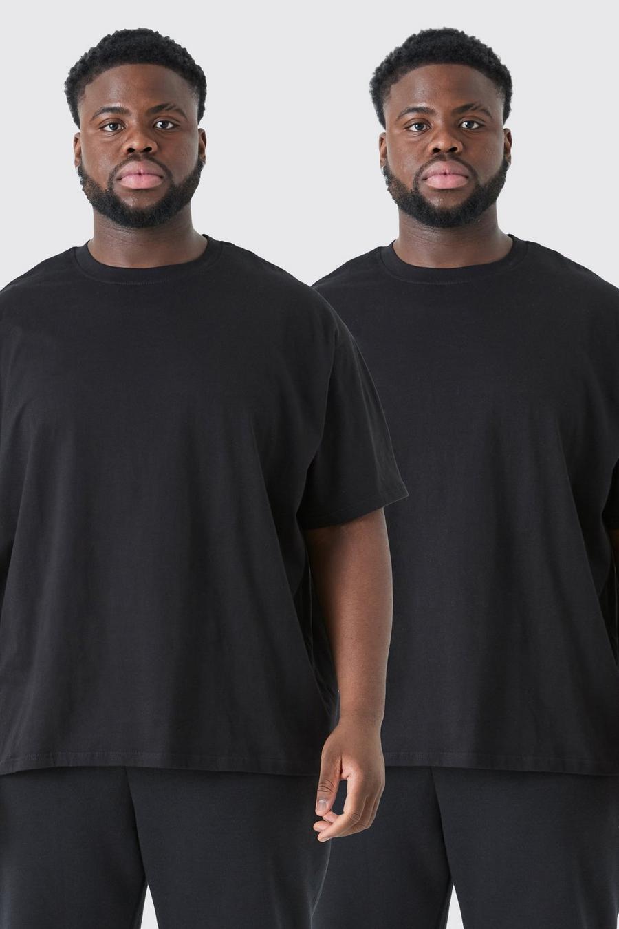 Plus 2er-Pack Oversize T-Shirts, Black image number 1