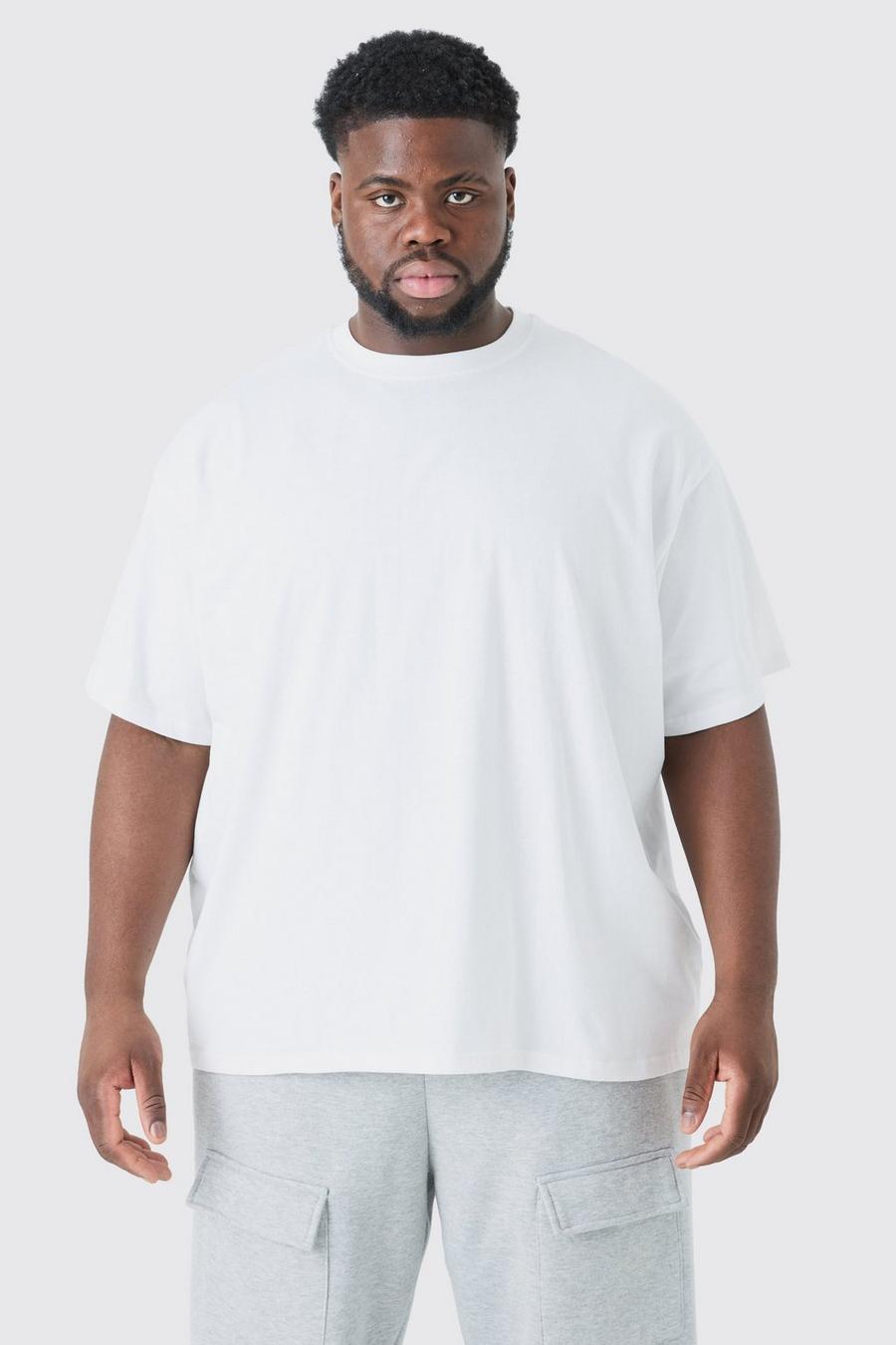 Grande taille - T-shirt oversize à col ras-du-cou, White image number 1