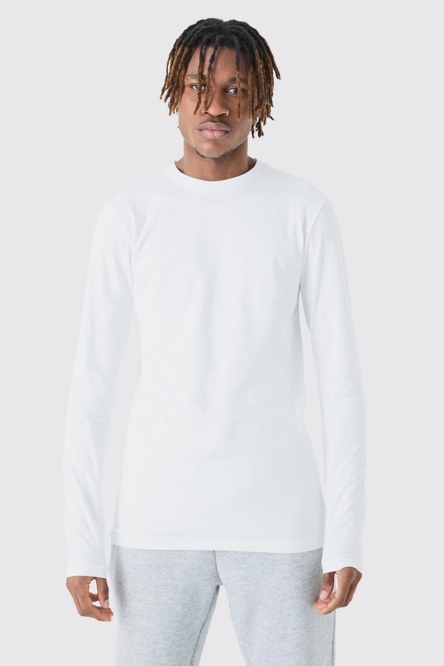 T-shirt Tall attillata a maniche lunghe, White image number 1