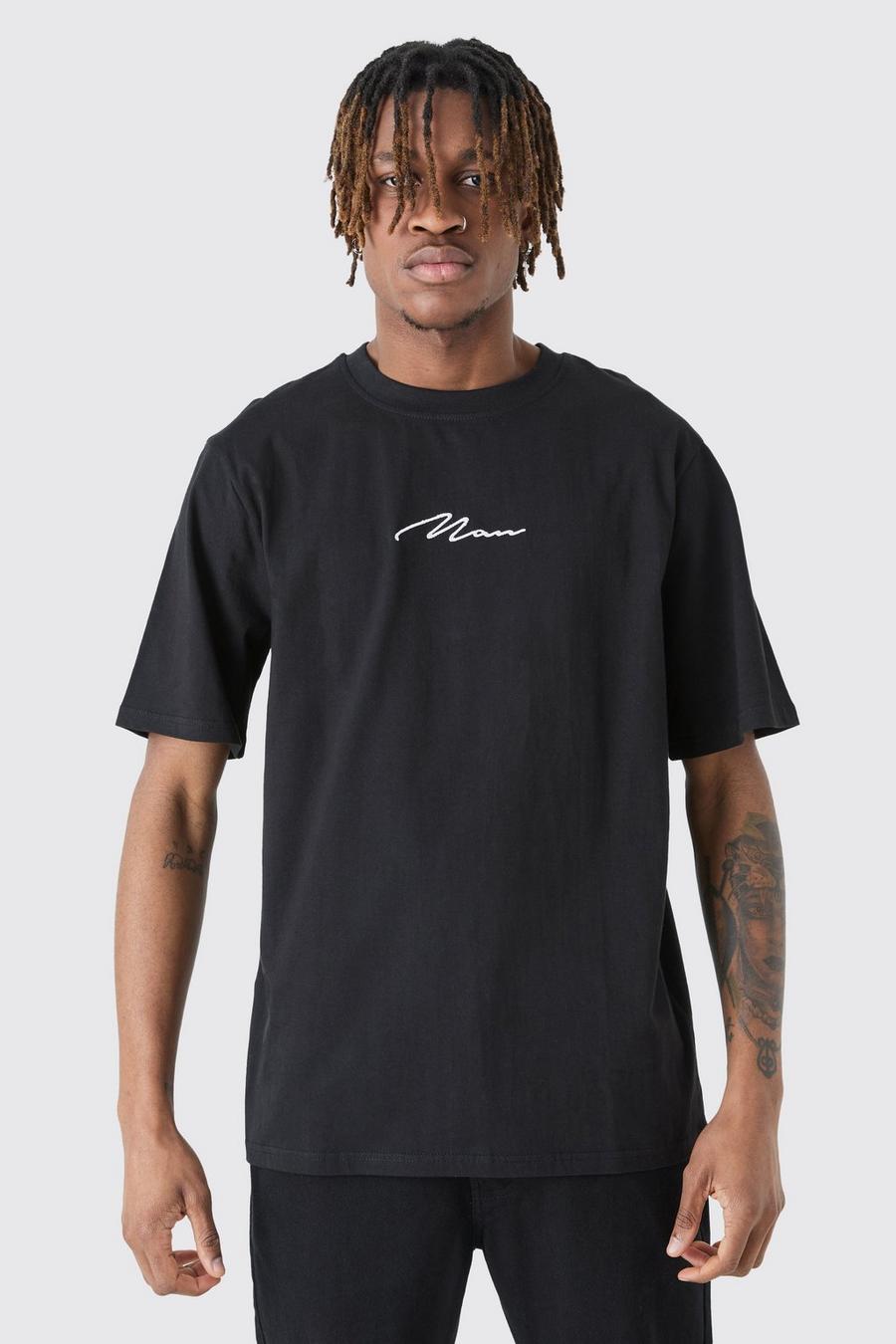 Black Tall Geborduurd Man Signature T-Shirt image number 1