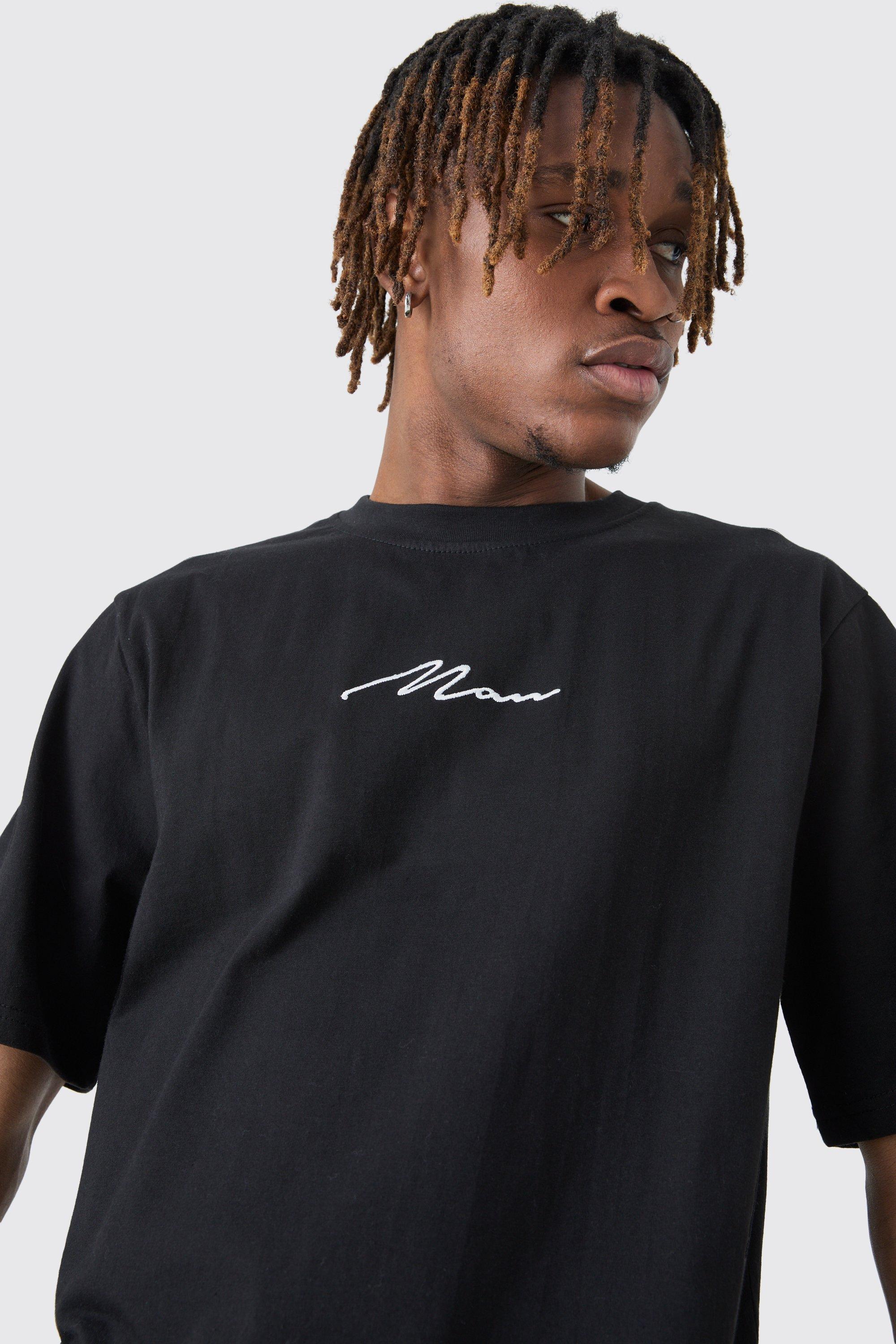 T shirt Tall con ricamo di firma Man