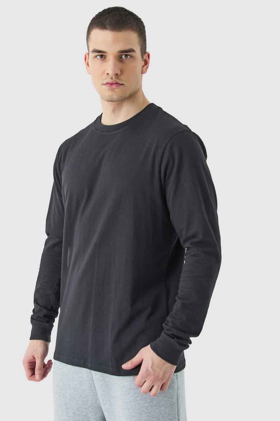 Tall langärmliges Rundhals T-Shirt, Black image number 1