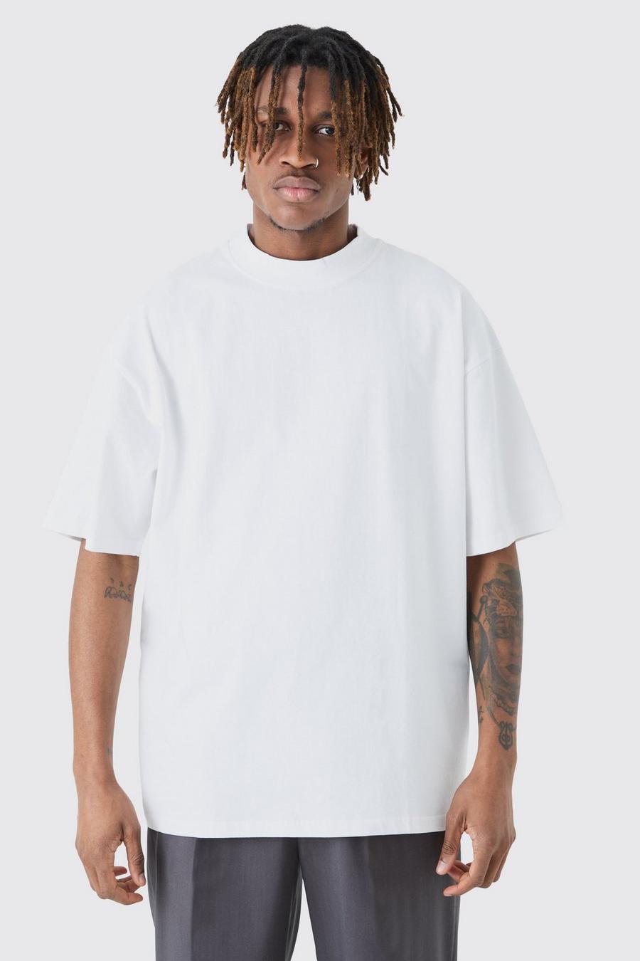 T-shirt Tall oversize con girocollo esteso, White image number 1