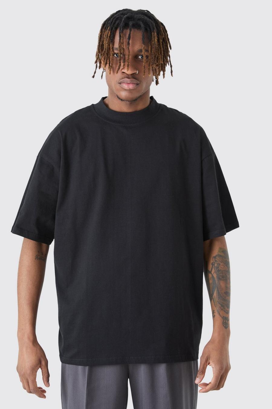 T-shirt Tall oversize con girocollo esteso, Black