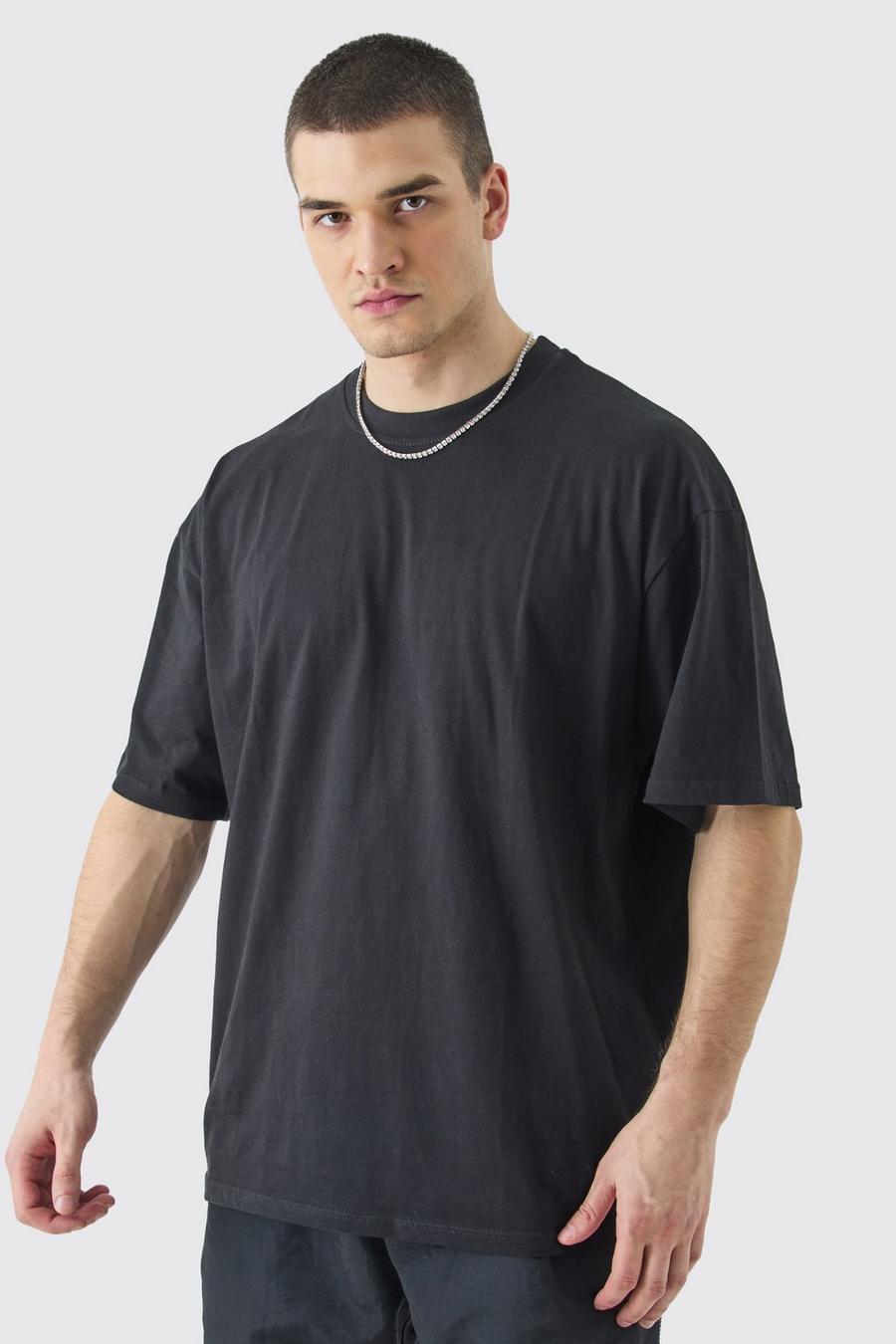 Black Tall Oversized Crew Neck T-shirt image number 1