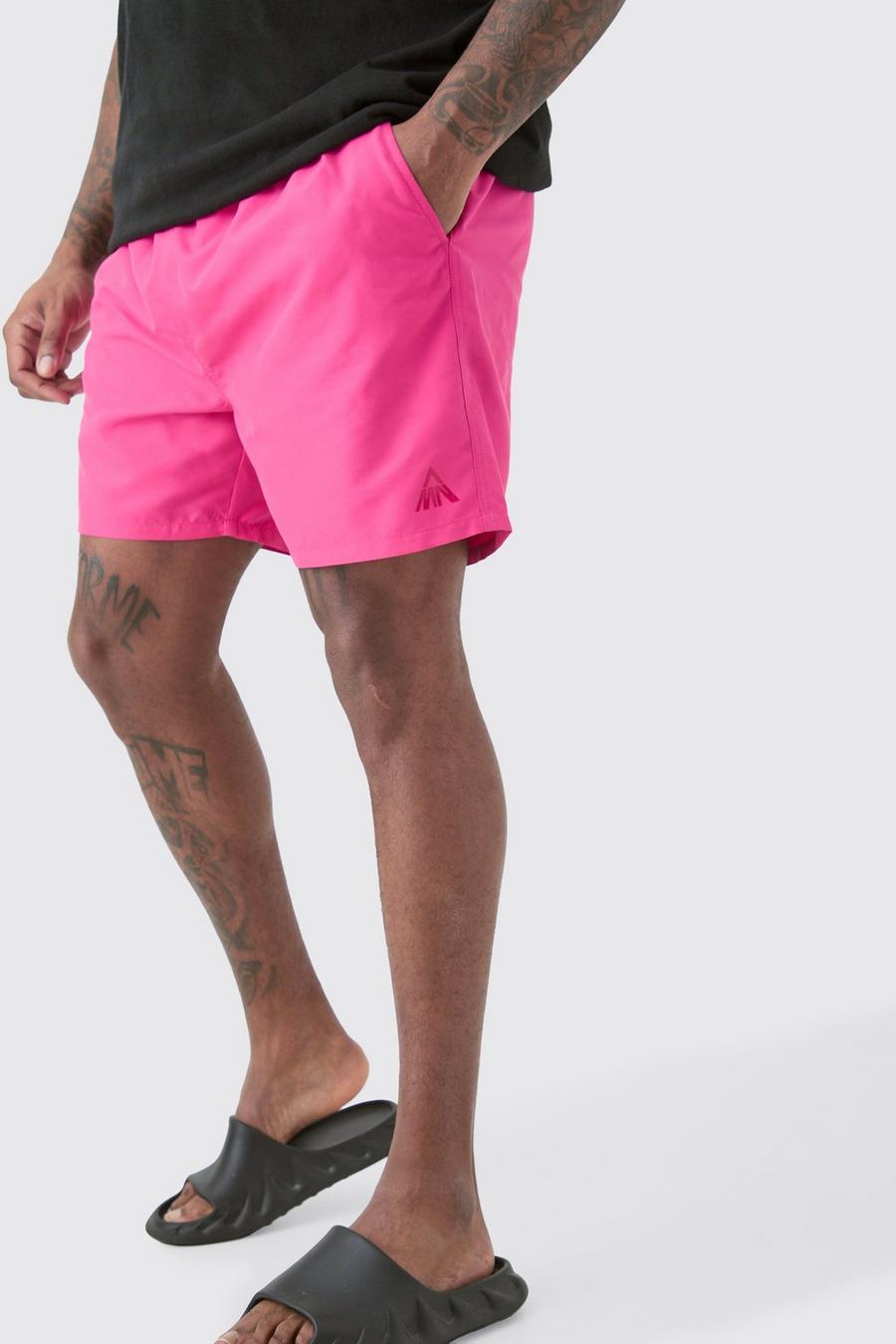 Costume a pantaloncino Plus Size medio in tinta unita, Pink