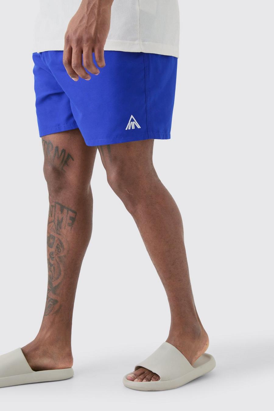 Blue Mens White Recycled Fabric Shorts 