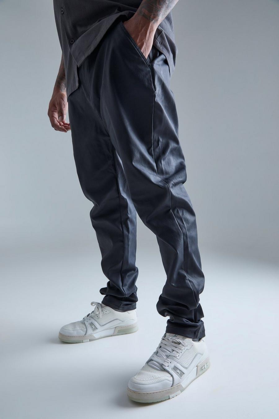 Black Plus Skinny Fit Coated Twill Trouser image number 1