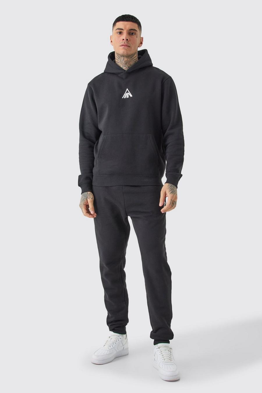 Black Tall Cargo Hooded Tracksuit image number 1